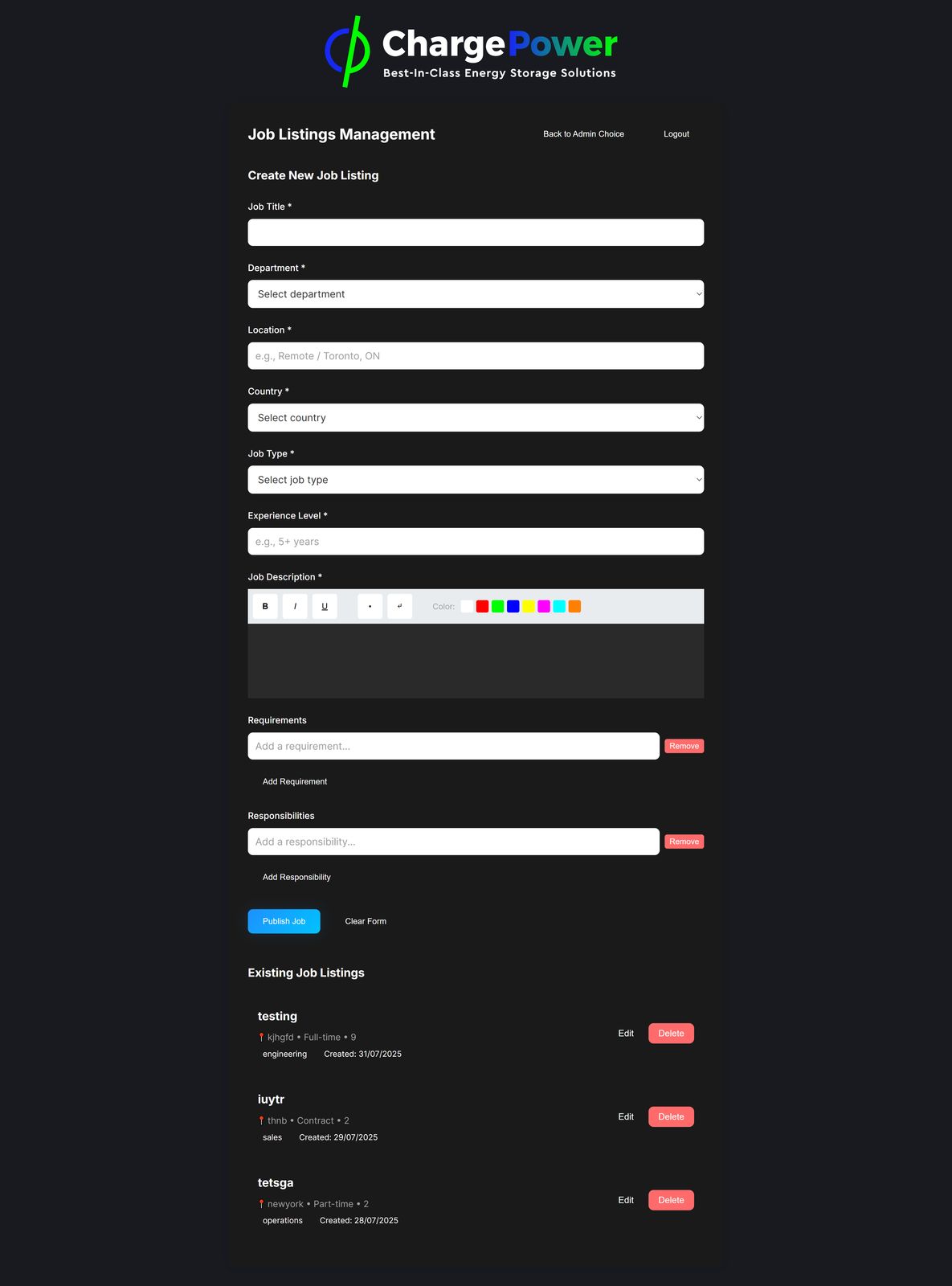 Charge Power Inc. screenshot