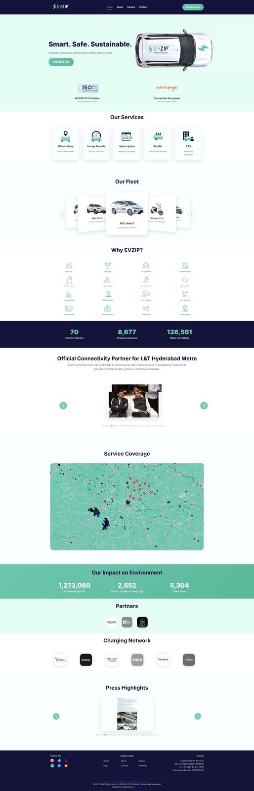 EVZIP Mobility homepage screenshot