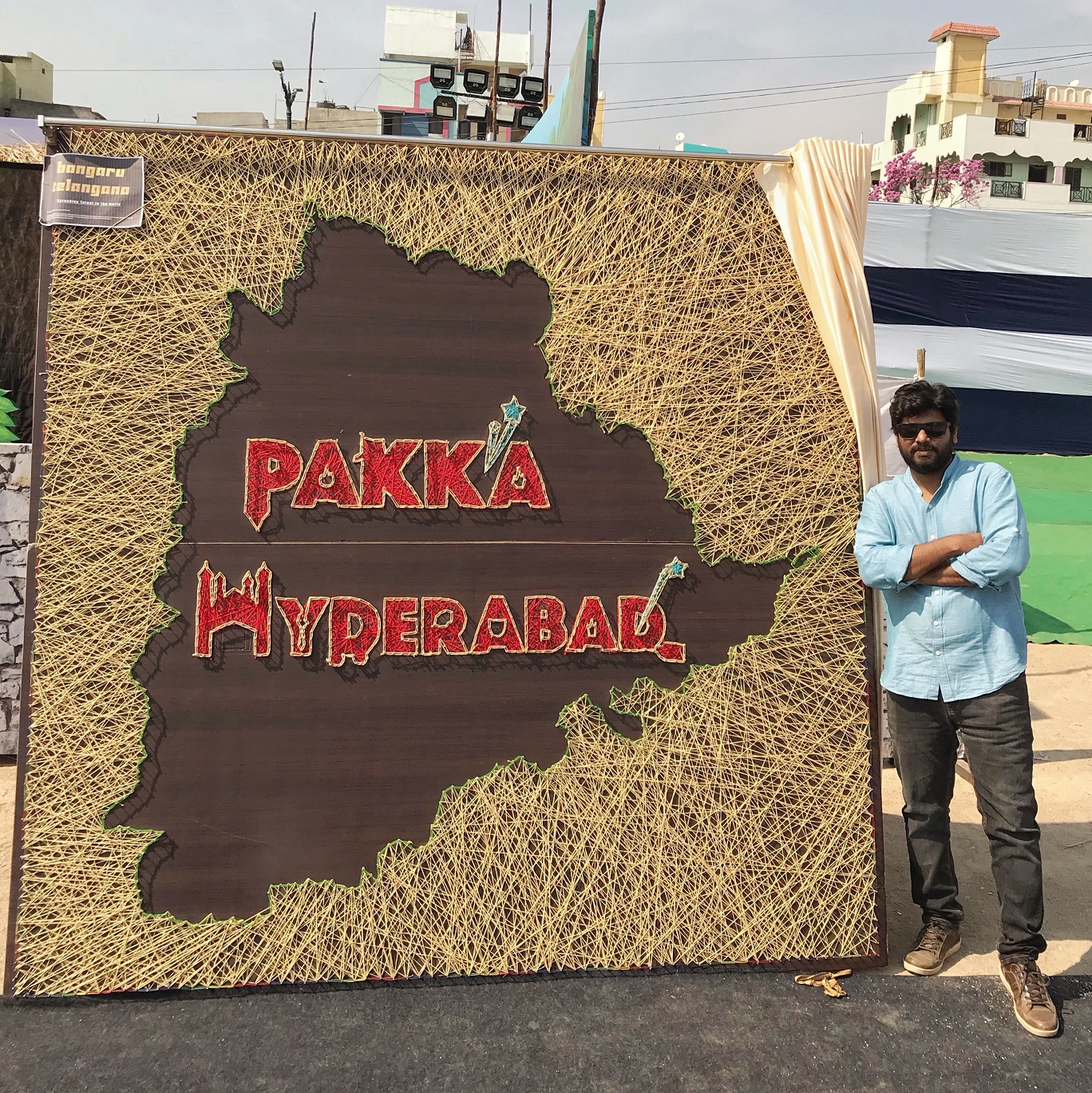String art installation at Pakka Hyderabad